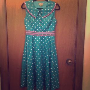 Lindy Bop Collared Polka Dot Swing Dress